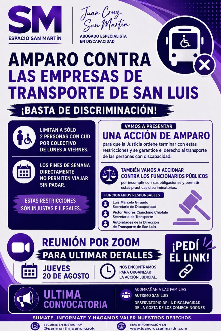 “Es obsceno”: denuncian que empresas de transporte de San Luis restringen viajes gratuitos a personas con discapacidad