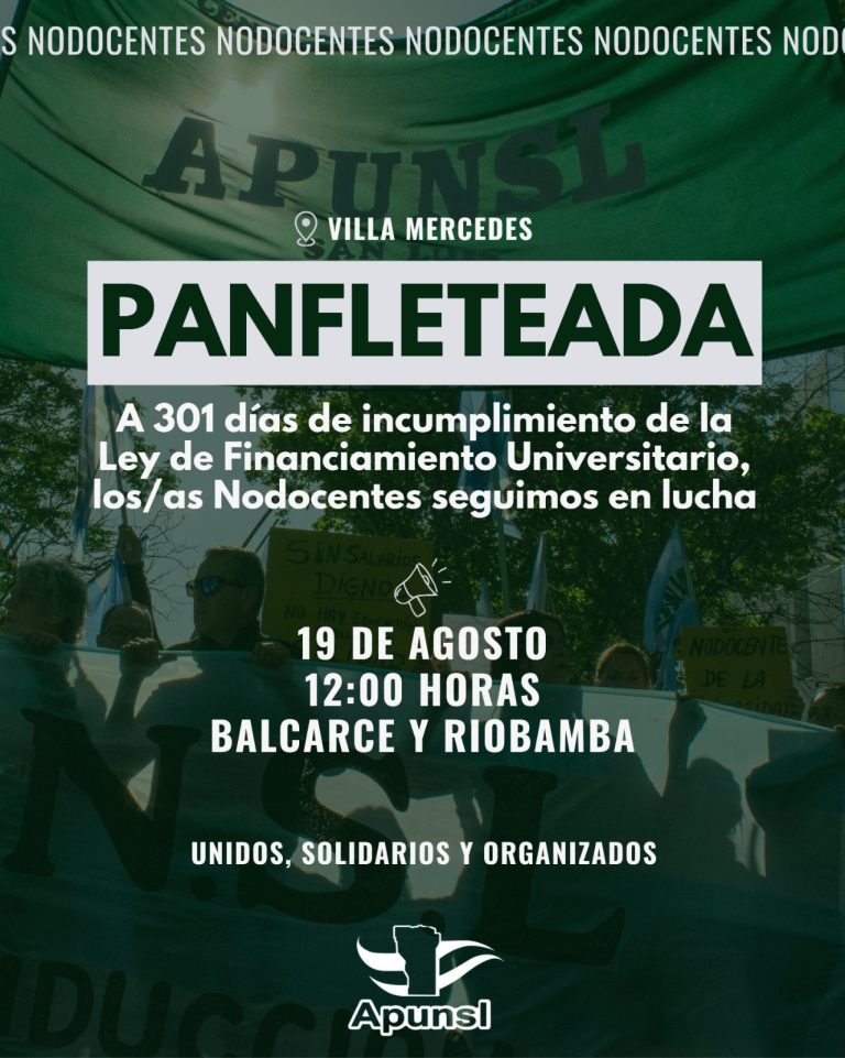 Panfleteada en Villa Mercedes por no docentes universitarios de la UNSL